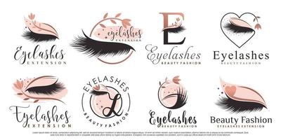 coleção de design de logotipo de extensão de cílios para moda de beleza com vetor premium de elemento criativo