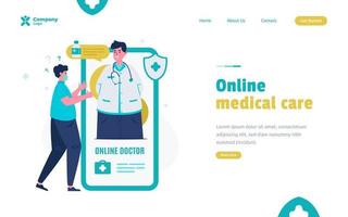 conceito de assistência médica on-line de design plano vetor