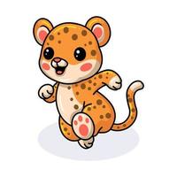desenho de leopardo bebê feliz fofo vetor