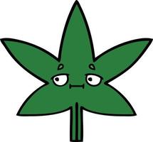 folha de maconha bonito dos desenhos animados vetor