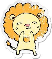 vinheta angustiada de um leão de desenho animado vetor