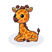 bonito desenho de girafa sentado vetor