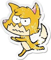 vinheta angustiada de uma raposa irritada de desenho animado vetor