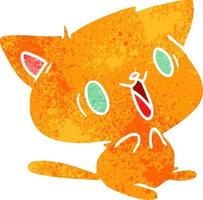 desenho retrô de gato kawaii fofo vetor