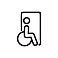ilustração de contorno de vetor de ícone de cadeira de rodas de porta