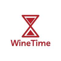 logotipo da hora do vinho com ilustração de ampulheta vetor