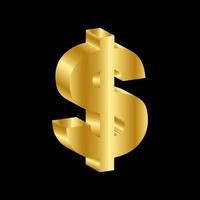 vetor de símbolo de moeda de dólares de luxo 3d de ouro