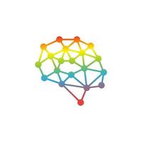 modelo de logotipo de cérebro de neurônio colorido vetor