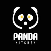 logotipo da cozinha panda com símbolo de colher e ovo vetor