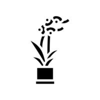 flor na ilustração vetorial de ícone de glifo de pote vetor