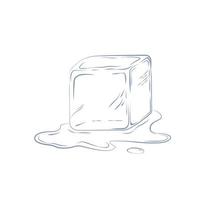 cubo de gelo ilustração estoque vetorial. água derretida. elementos para coquetéis frios. a silhueta é monocromática. Isolado em um fundo branco. vetor