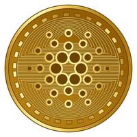ilustração em vetor de moeda de criptomoeda cardano futurista ouro