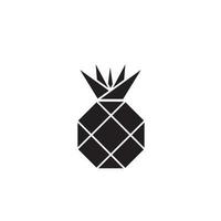 clipart de ícone de logotipo de abacaxi geométrico preto simples isolado no fundo branco vetor