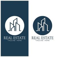 modelo de ilustração de ícone de logotipo de negócios imobiliários, construção, desenvolvimento imobiliário e vetor de logotipo de construção