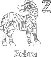 alfabeto zebra abc para colorir página z vetor