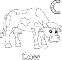 desenho de alfabeto de vaca abc para colorir c vetor