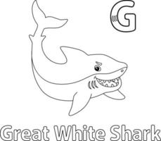 grande tubarão branco alfabeto abc para colorir g vetor