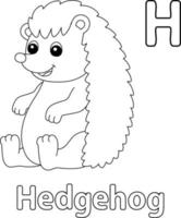 desenho de alfabeto de ouriço sentado abc para colorir h vetor