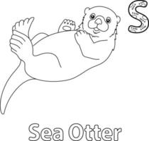 desenho de alfabeto lontra do mar abc para colorir s vetor