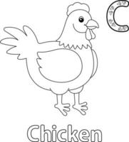 desenho de alfabeto de galinha abc para colorir c vetor