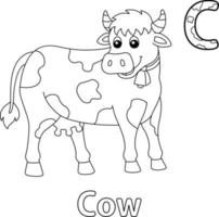 desenho de alfabeto de vaca abc para colorir c vetor