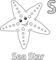 página para colorir abc do alfabeto estrela do mar vetor