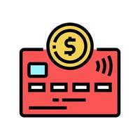 ilustração em vetor ícone de cor de cartão de dinheiro eletrônico de débito