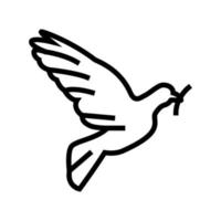 ilustração vetorial de ícone de linha de cristianismo de pássaro de pombo vetor