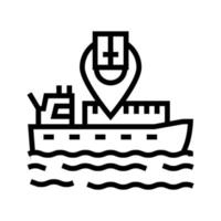 ilustração vetorial de ícone de linha de localização de navio vetor