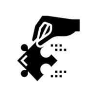 mão segure a ilustração do vetor do ícone do glifo de detalhes do quebra-cabeça
