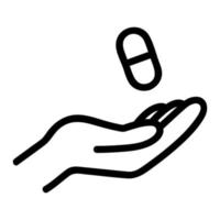 mão e vetor de ícone de antibiótico. ilustração de símbolo de contorno isolado