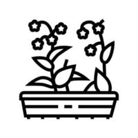 ilustração vetorial de ícone de linha de jardinagem de flores vetor