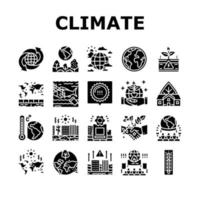 vetor de conjunto de ícones de mudança climática e meio ambiente