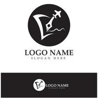 logotipo do blog de viagens da caneta de avião e modelo de ícone de vetor de design de ilustração de livro
