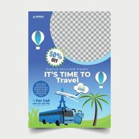 passeios e design de viagens para modelo de panfleto, pôster e banner. conceito para o dia mundial do turismo. viagem de praia de verão. panfleto de marketing de negócios de turismo ou pôster com fundo digital abstrato. vetor