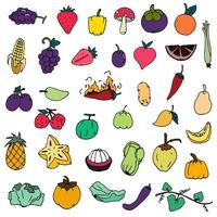 conjunto de vetores de frutas e legumes