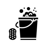 esponja e balde com ilustração vetorial de ícone de glifo de água vetor