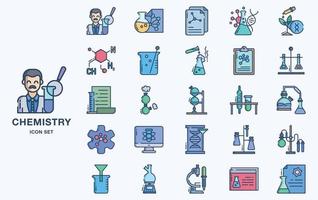 conjunto de ícones vetoriais de química e experimento vetor