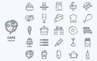 conjunto de ícone de vetor de café e restaurante