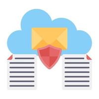 ícone de design perfeito de correio em nuvem seguro vetor