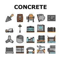 vetor de conjunto de ícones de coleção de produção de concreto