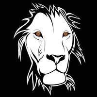 cabeça de leão branco preto 02 vetor