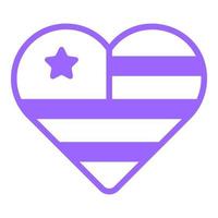ícone de bandeira do coração, ícone do dia da independência dos EUA de design vetorial. vetor