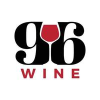 96 logotipo com modelo de vetor de copo de vinho