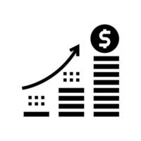 ilustração em vetor ícone de glifo de pilha de moedas de crescimento