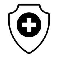 proteção, ícone de escudo, saúde e ícone médico. vetor