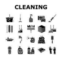 vetor de conjunto de ícones de acessórios de limpeza e lavagem