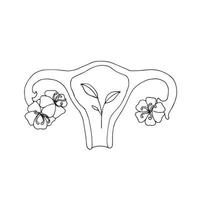 ilustração vetorial. útero feminino e flores. símbolo da gravidez, parto, maternidade, amamentação. feminilidade e maternidade natural. vetor