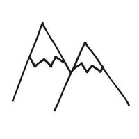 ilustração em vetor estilo doodle. montanhas com picos nevados. desenho simples em estilo escandinavo. montanhas, viagens, turismo