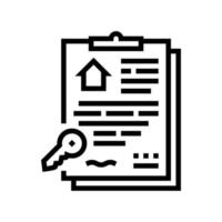 ilustração em vetor de ícone de linha de contrato escrito